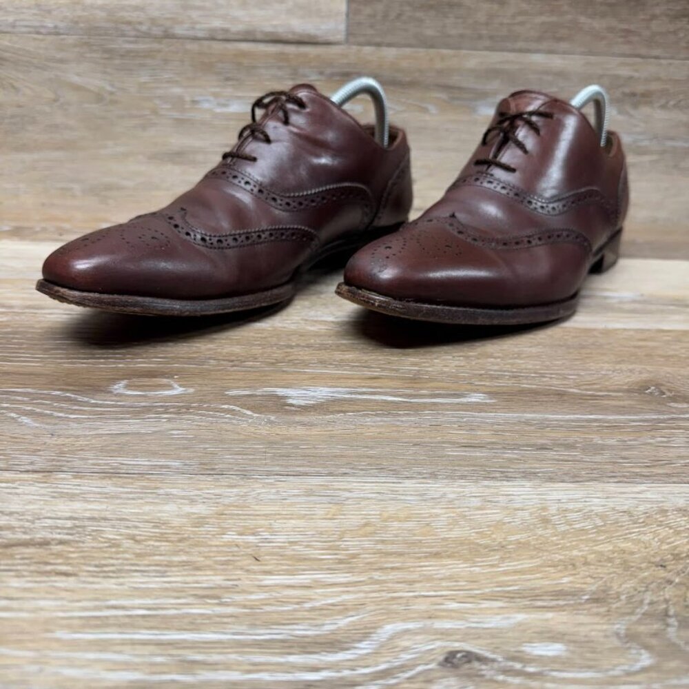 Jack Erwin Hubert Long Wing Blucher Brown Leather Wingtips Men's Size 9.5